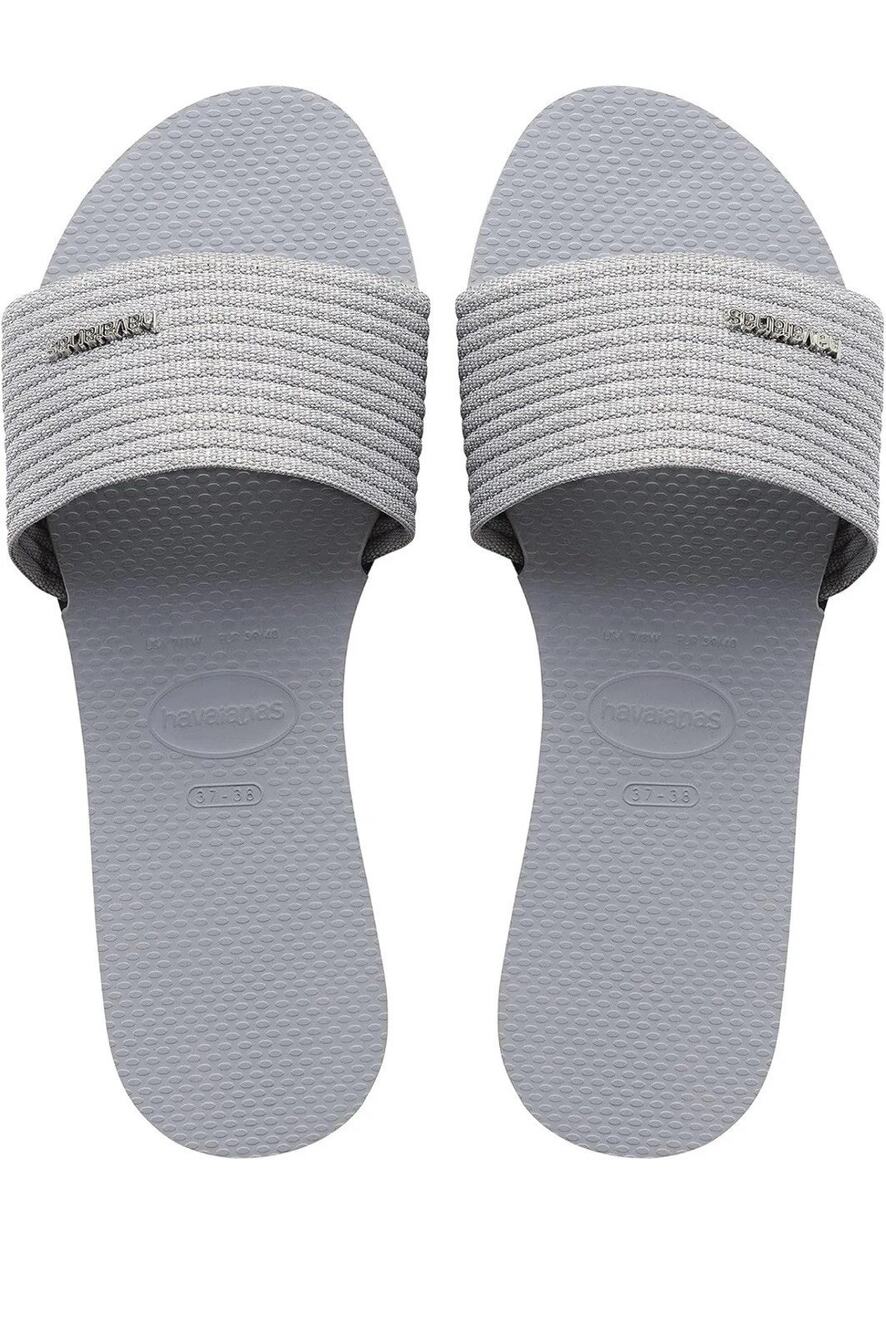 Havaianas You St. Tropez Silver Slide Sandals Women's Size 7/8 NWOB